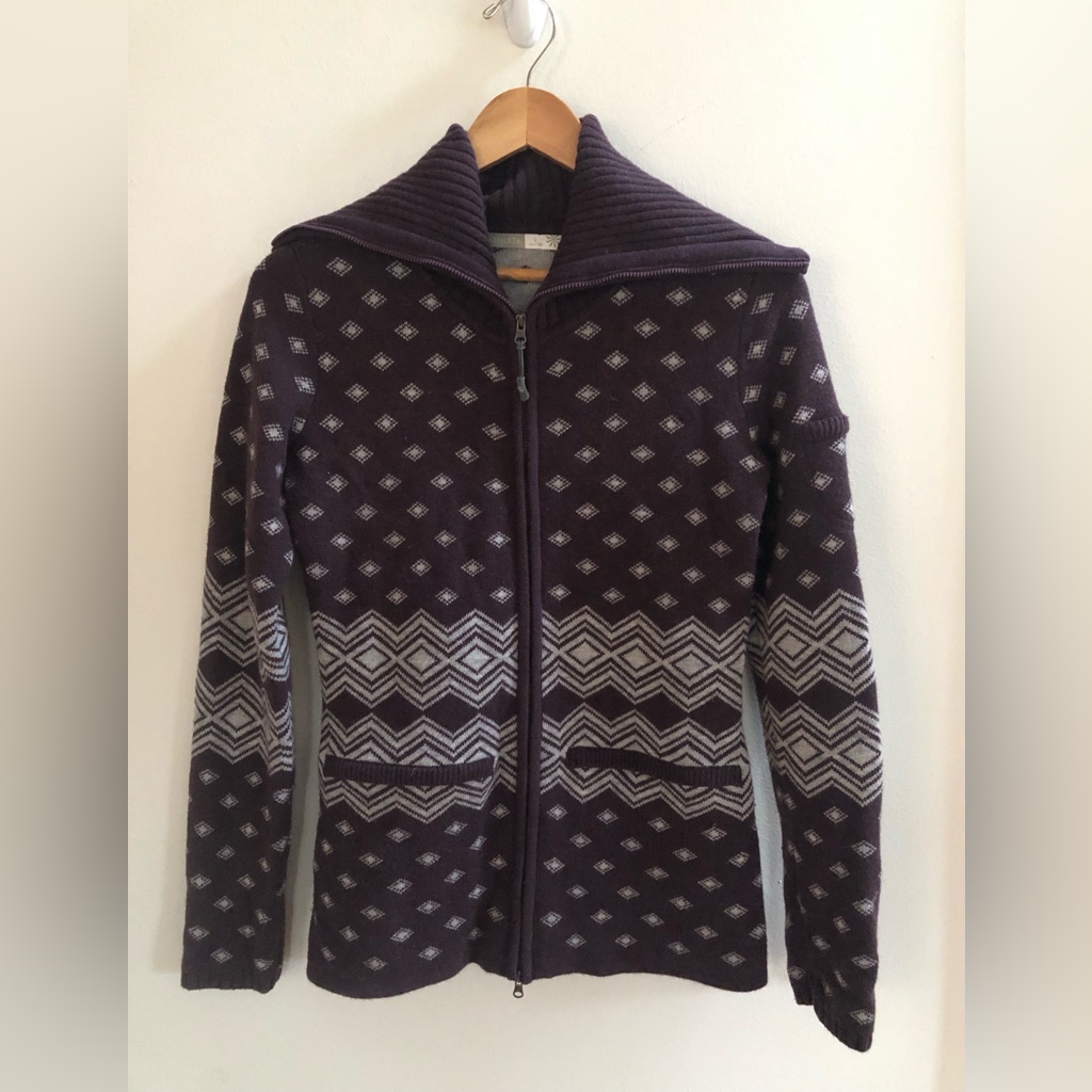 Athleta Teton Full Zip Cardigan Sweater Wool S